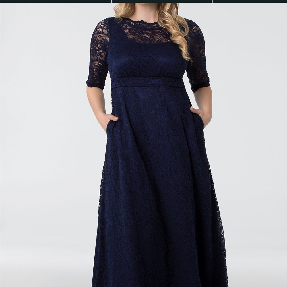 Leona Lace A-Line Plus Size Gown-David’s Bridal Blue